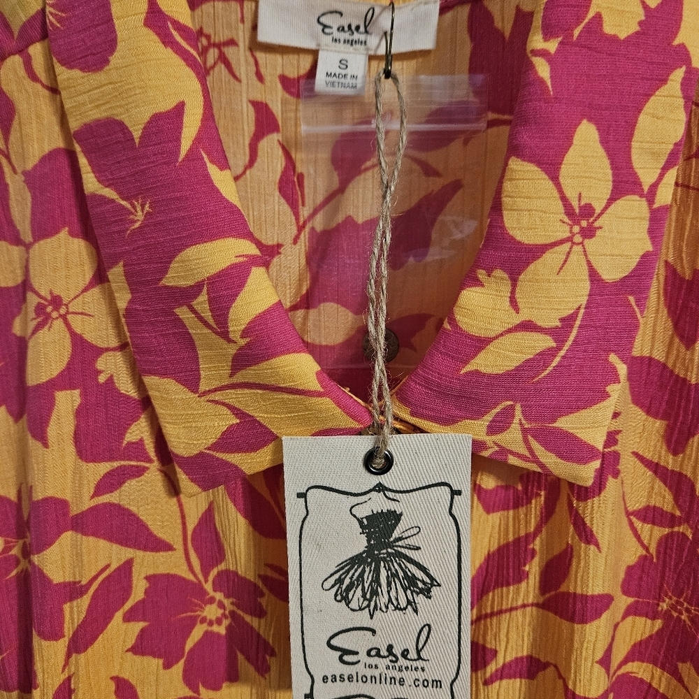 Easel Oversized Blouse Size S Magenta Orange - Picture 7 of 8